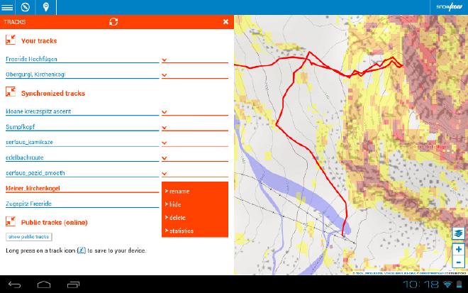 Die snowhow-freeride App mit tracks